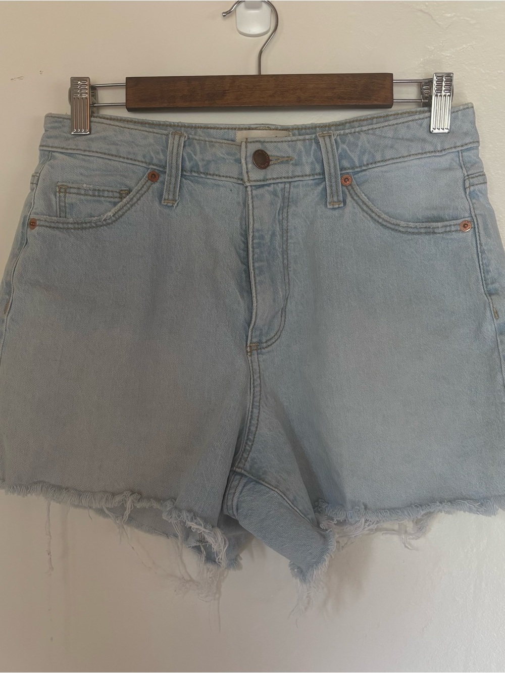 Universal Thread Light Blue High-Rise Denim Shorts with Frayed Hem - Picture 12 of 12